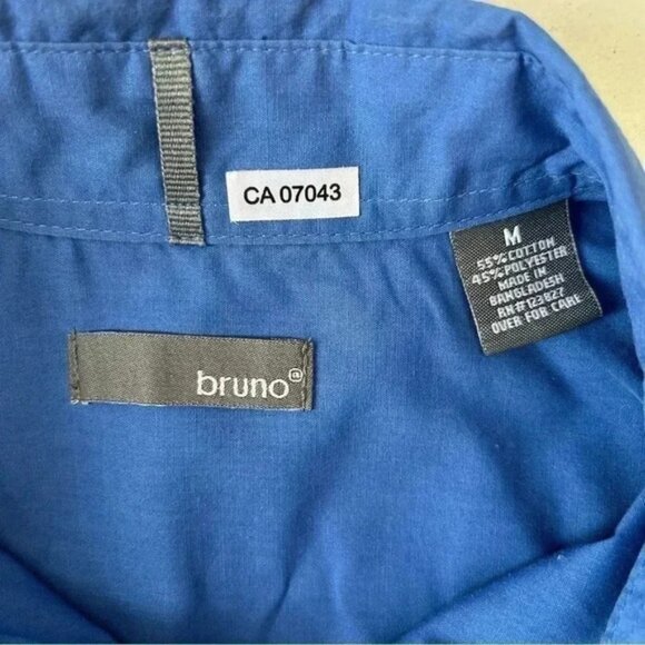 Bruno Mens Button Down Shirt Long Sleeves Roll Up Tabs Casual Blue Size Medium - Picture 10 of 15